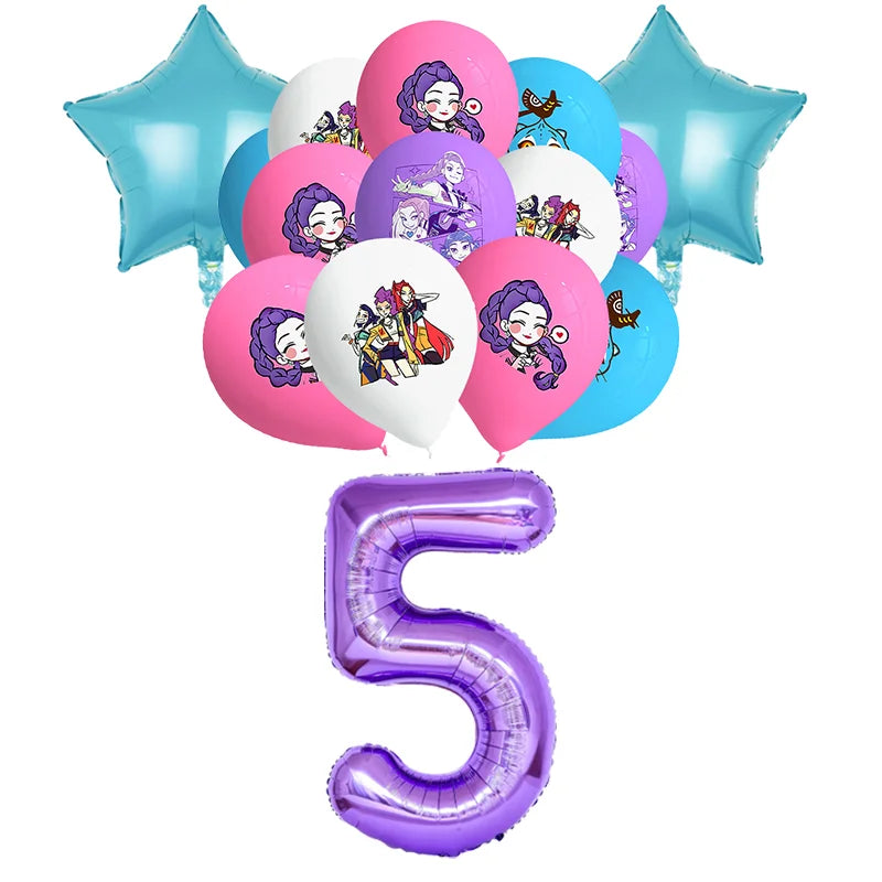 Pack ballons anniversaire Huntrix - 1 à 10 6 Set ballons chiffre 5 anniversaire Huntrix - Saja-Boys.fr