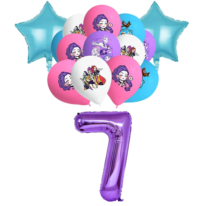 Pack ballons anniversaire Huntrix - 1 à 10 8 Set ballons chiffre 7 anniversaire Huntrix - Saja-Boys.fr