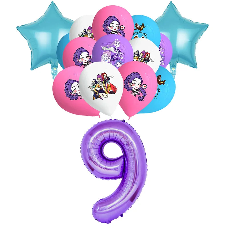 Pack ballons anniversaire Huntrix - 1 à 10 10 Set ballons chiffre 9 anniversaire Huntrix - Saja-Boys.fr