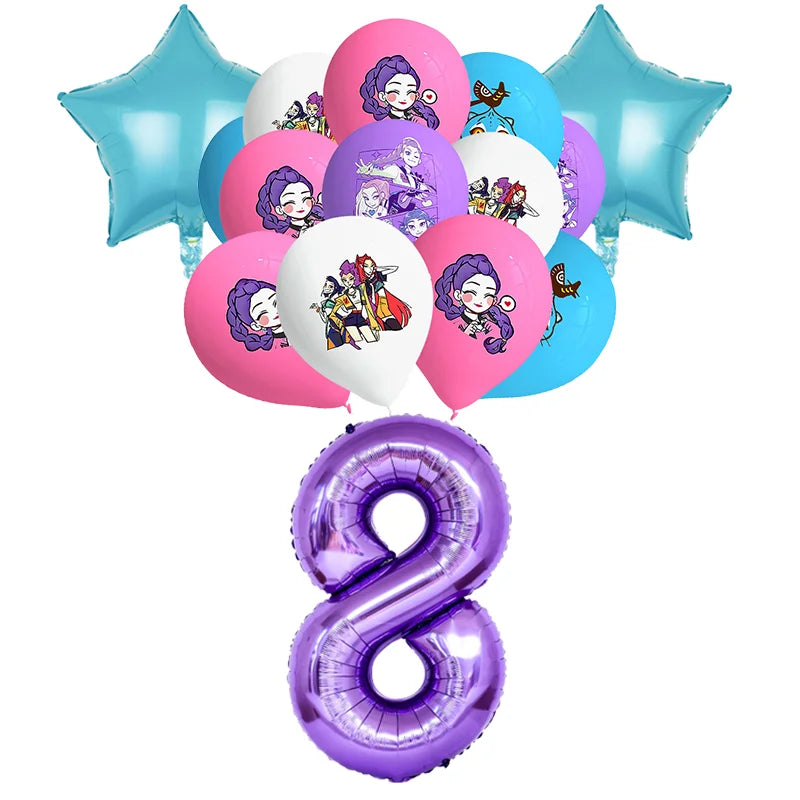 Pack ballons anniversaire Huntrix - 1 à 10 9 Set ballons chiffre 8 anniversaire Huntrix - Saja-Boys.fr