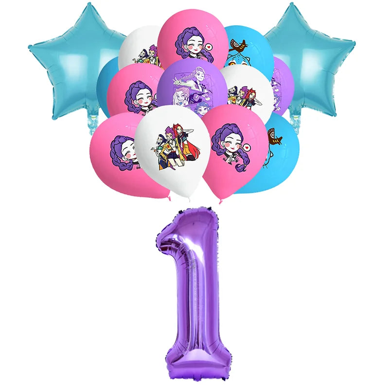 Pack ballons anniversaire Huntrix - 1 à 10 2 Set ballons chiffre 1 anniversaire Huntrix - Saja-Boys.fr