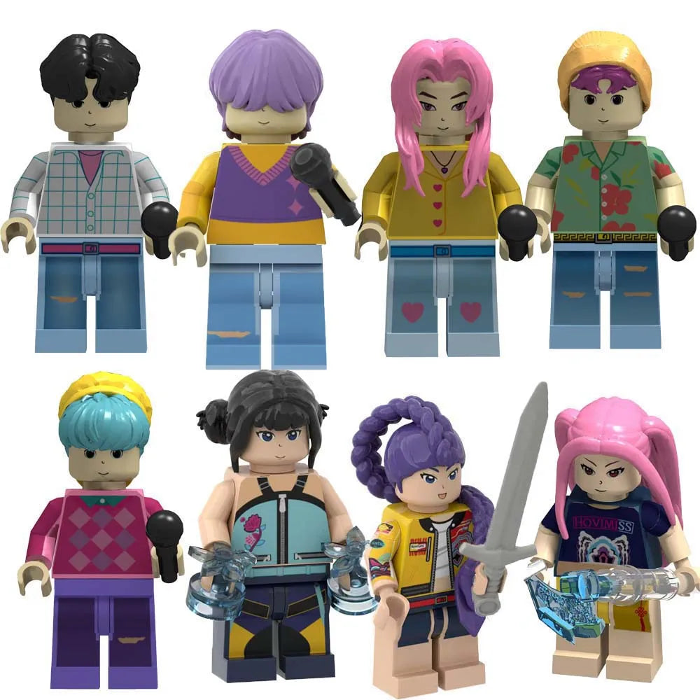 Figurines Kpop Demon Hunters - compatible LEGO® 3 Figurines Lego Demon Hunters - Saja-Boys.fr