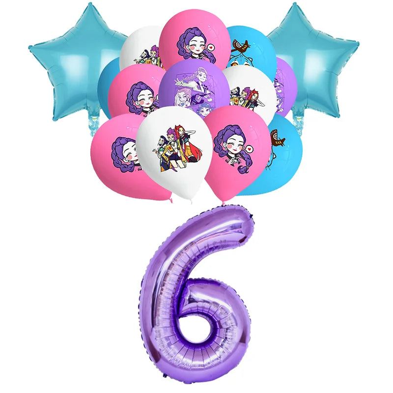 Pack ballons anniversaire Huntrix - 1 à 10 7 Set ballons chiffre 6 anniversaire Huntrix - Saja-Boys.fr