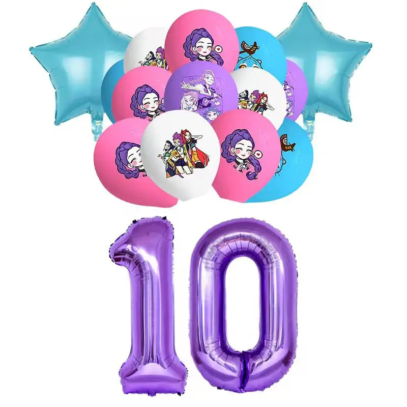 Pack ballons anniversaire Huntrix - 1 à 10 11 Set ballons chiffre 10 anniversaire Huntrix - Saja-Boys.fr