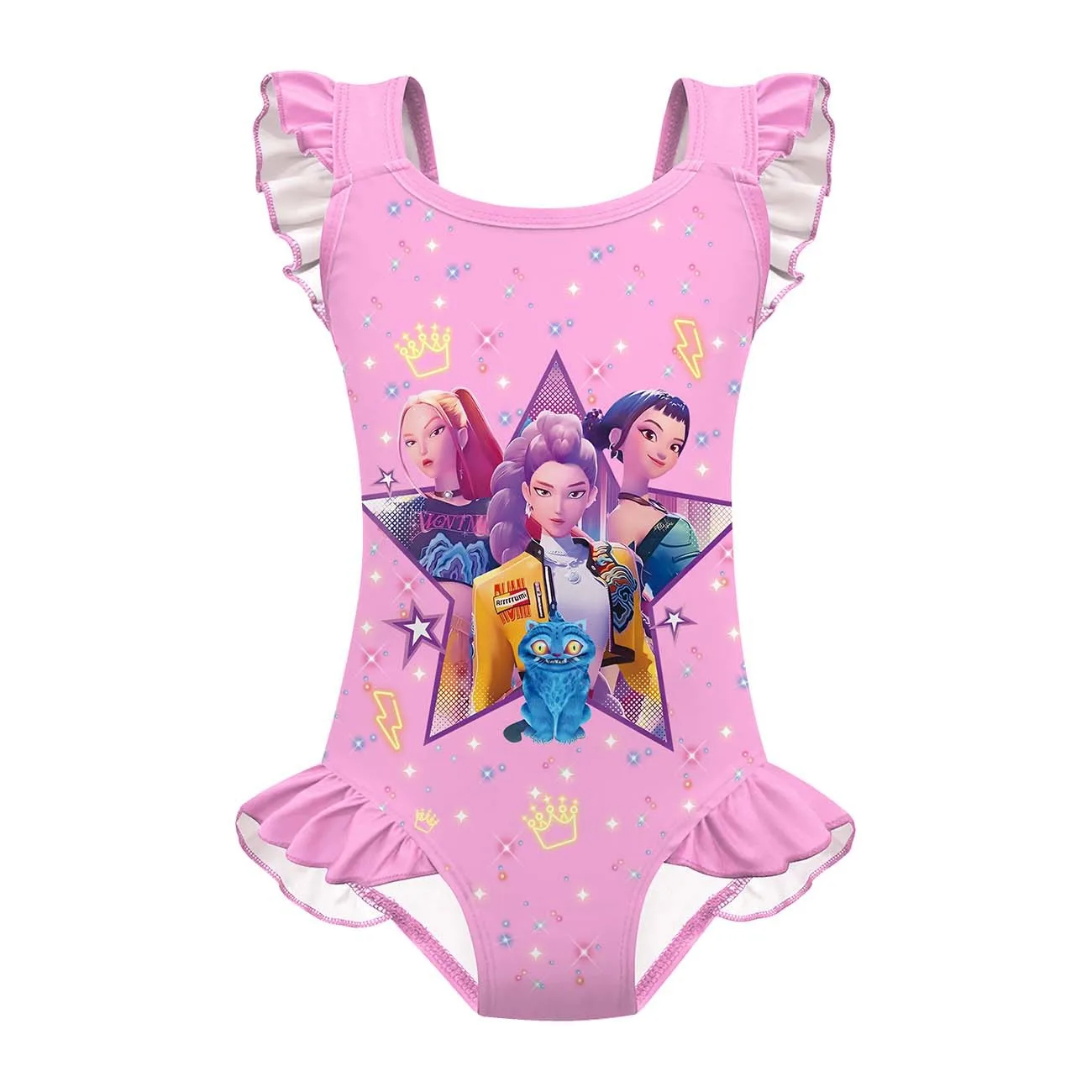 Maillot de Bain Fille K-Pop Demon Hunters – Bretelles | 100 à 160 cm 3 Maillot de bain Huntrix rose clair
