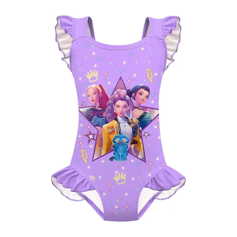 Maillot de Bain Fille K-Pop Demon Hunters – Bretelles | 100 à 160 cm 1 Maillot de bain Huntrix mauve